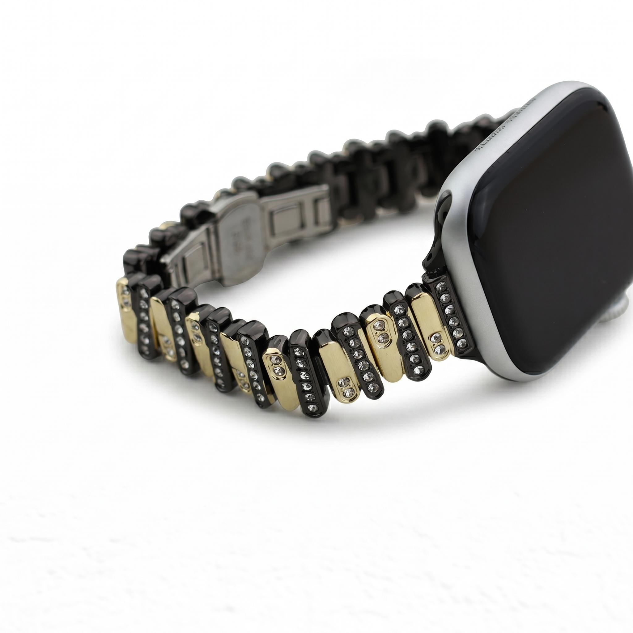 Color-Blocked Diamond Apple Watch Band with Butterfly Clasp