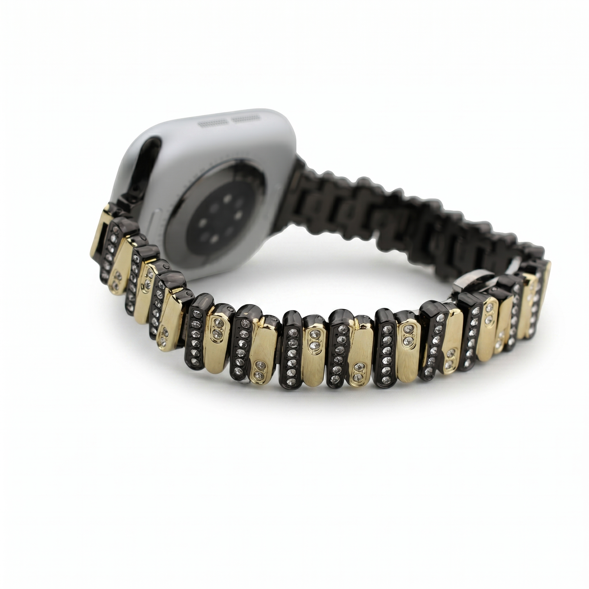Color-Blocked Diamond Apple Watch Band with Butterfly Clasp