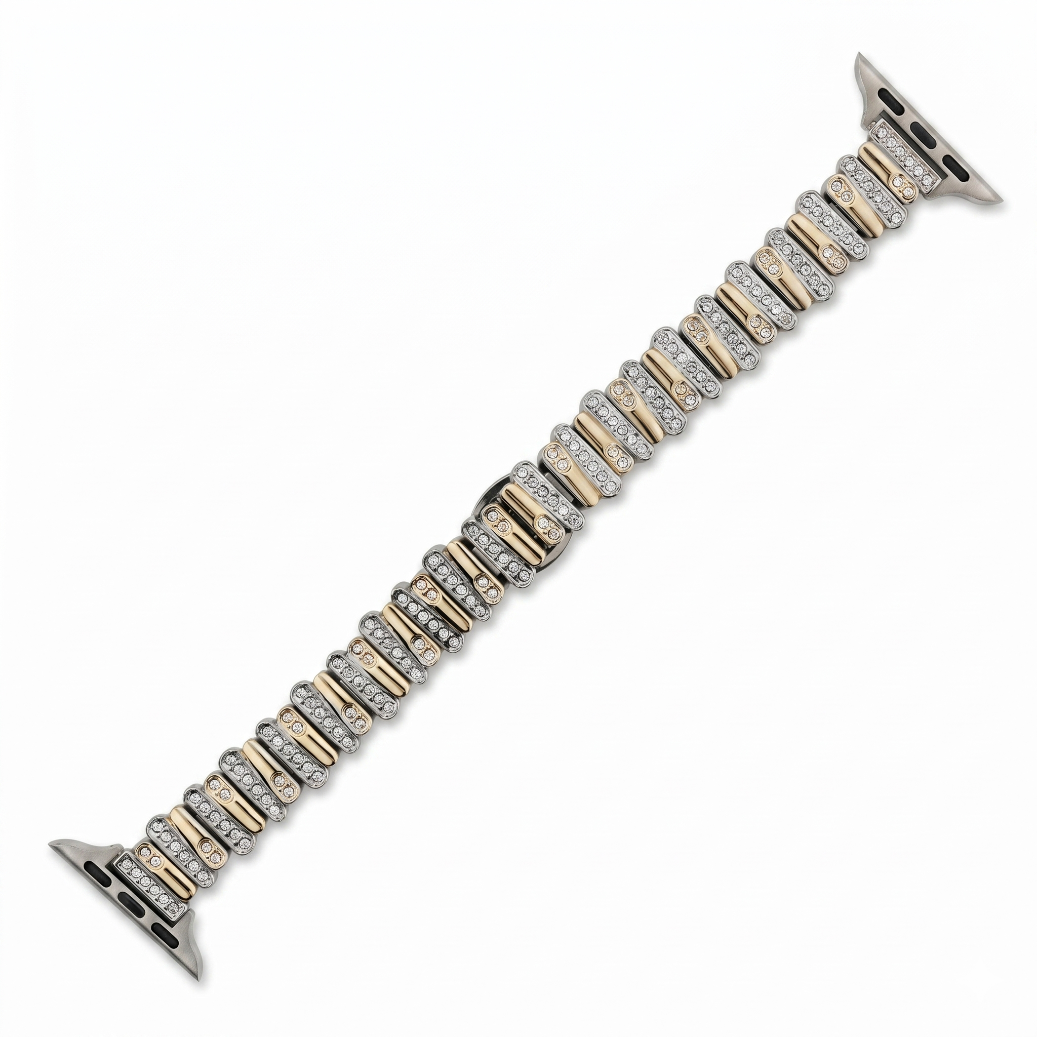 Color-Blocked Diamond Apple Watch Band with Butterfly Clasp