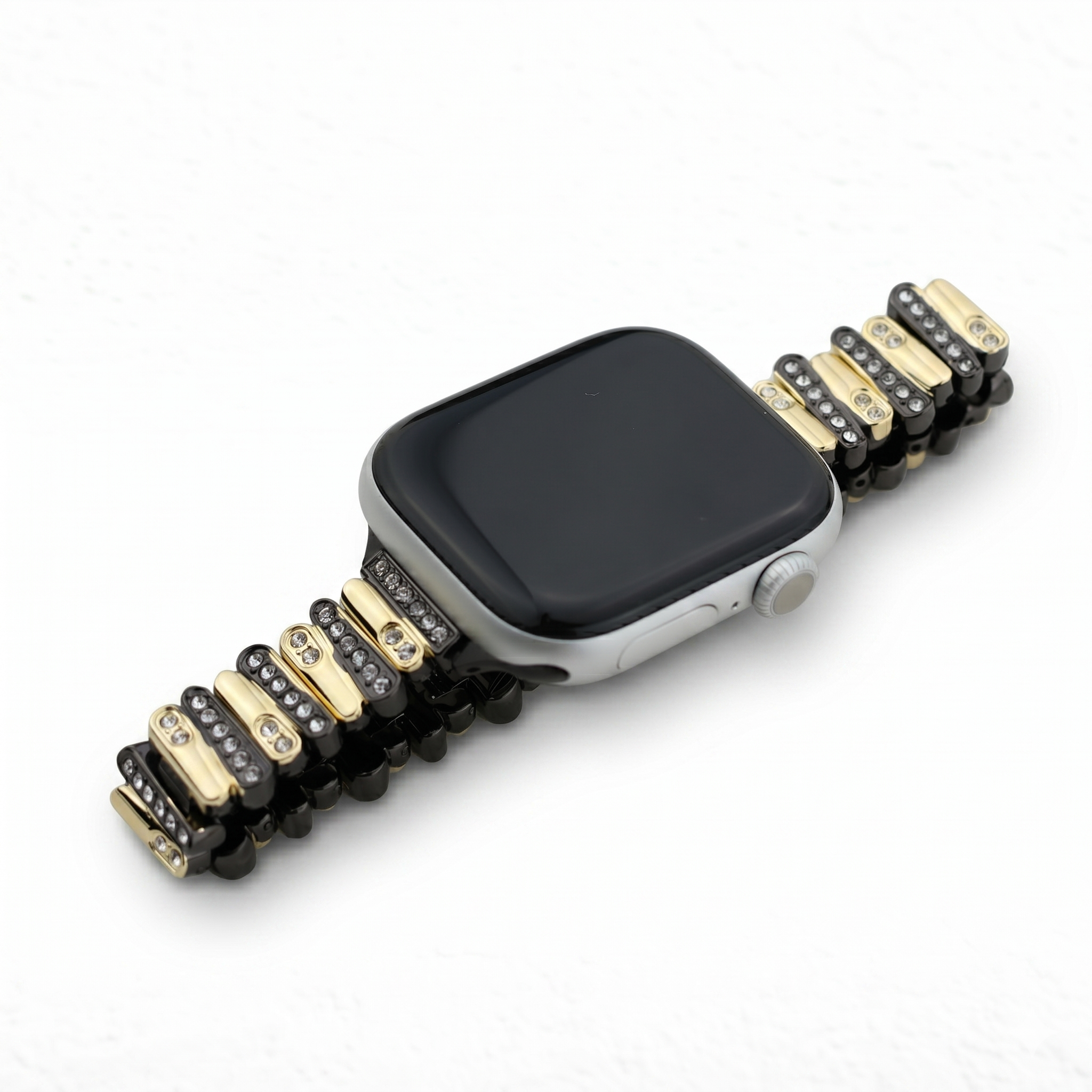 Color-Blocked Diamond Apple Watch Band with Butterfly Clasp