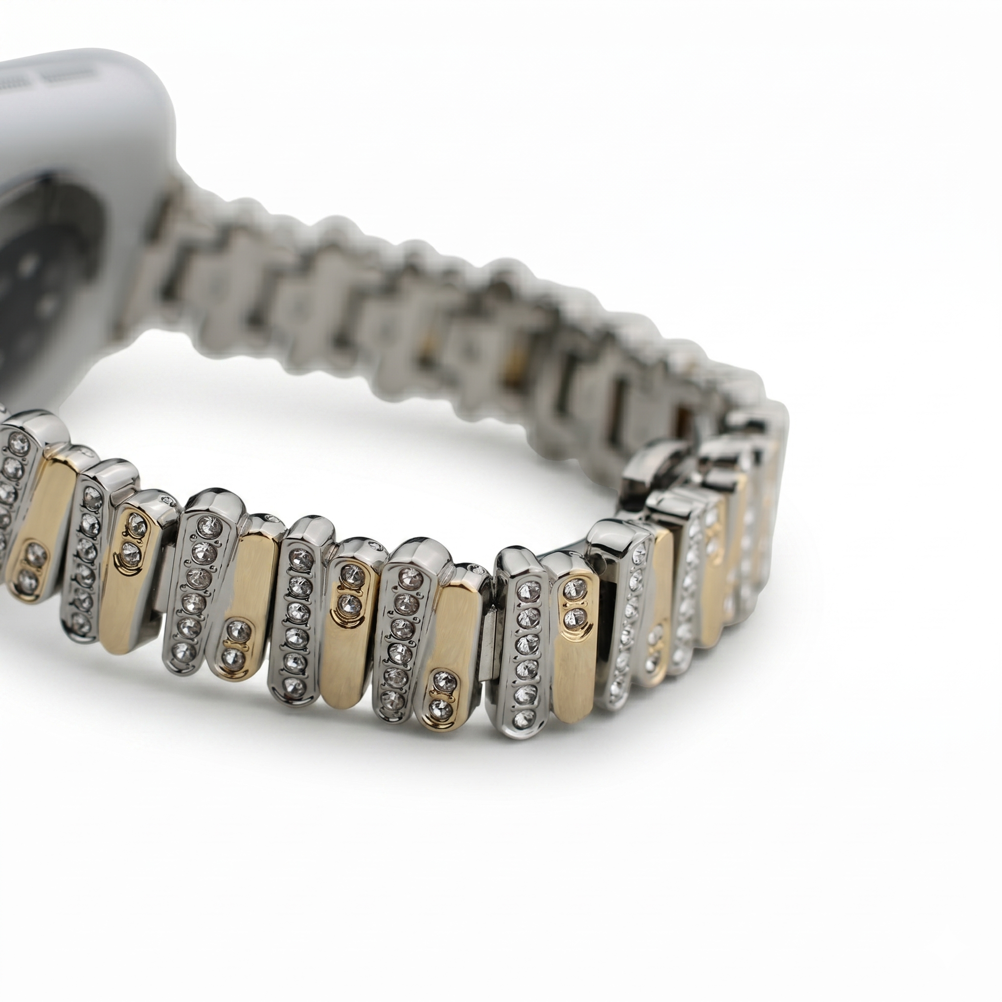 Color-Blocked Diamond Apple Watch Band with Butterfly Clasp