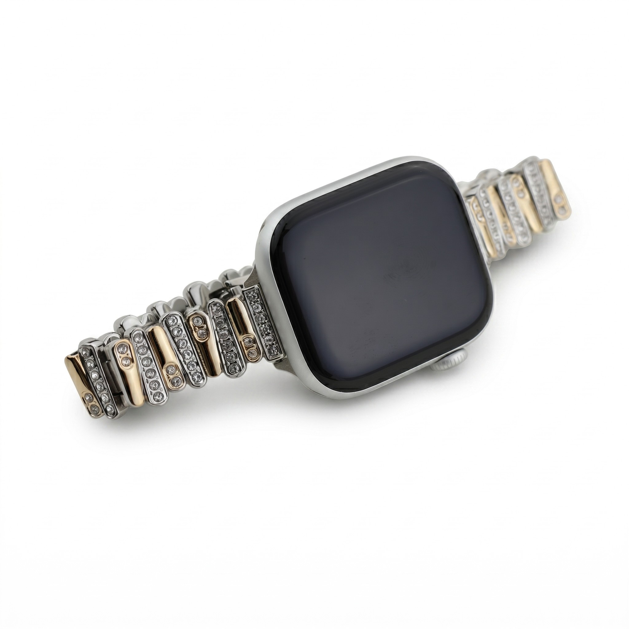 Color-Blocked Diamond Apple Watch Band with Butterfly Clasp