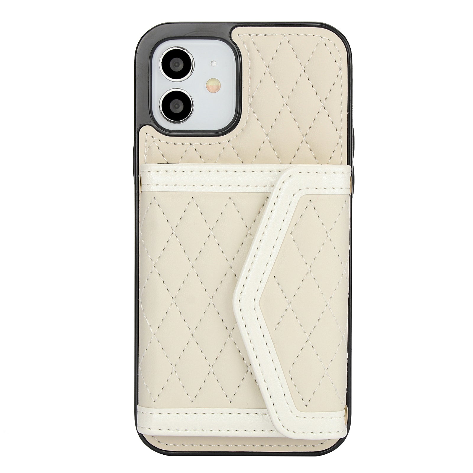 Luxury Quilted Leather Fold Wallet Case for iPhone