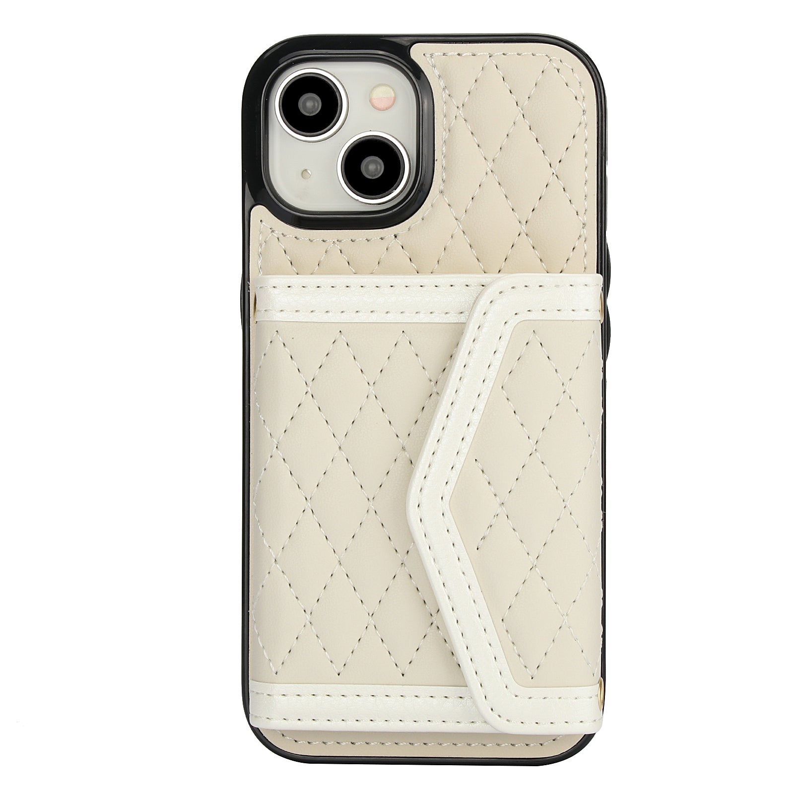 Luxury Quilted Leather Fold Wallet Case for iPhone