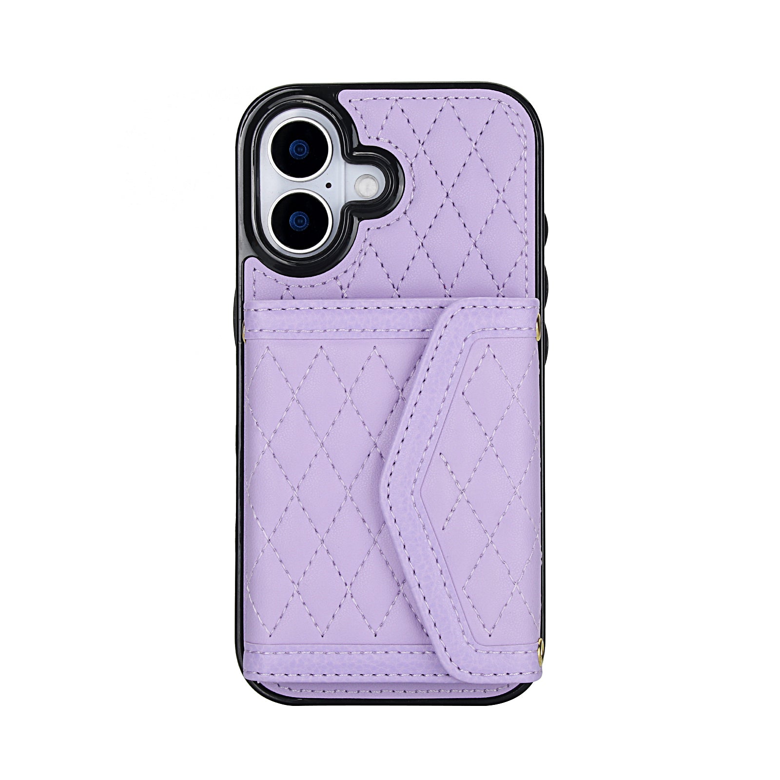 Luxury Quilted Leather Fold Wallet Case for iPhone