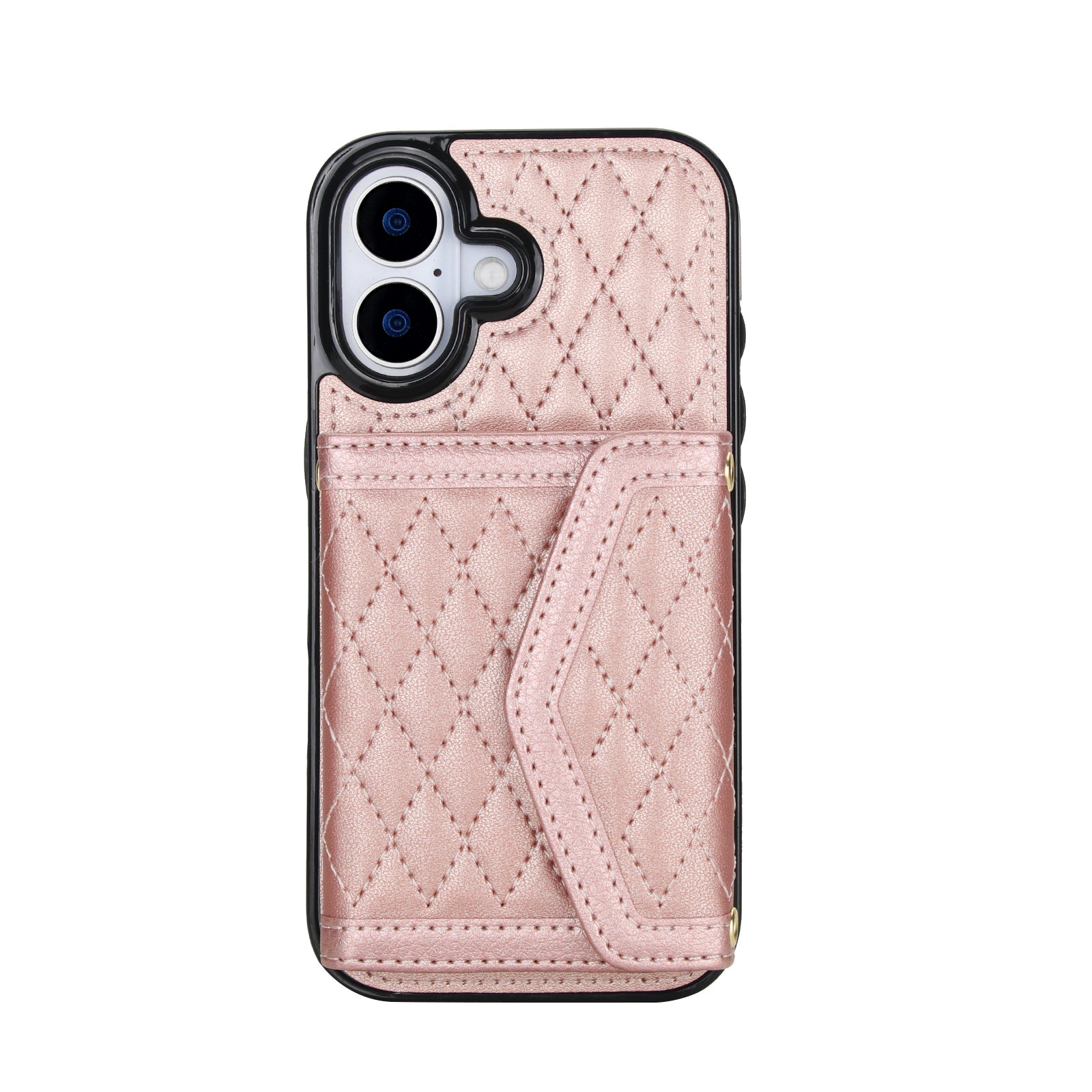 Luxury Quilted Leather Fold Wallet Case for iPhone