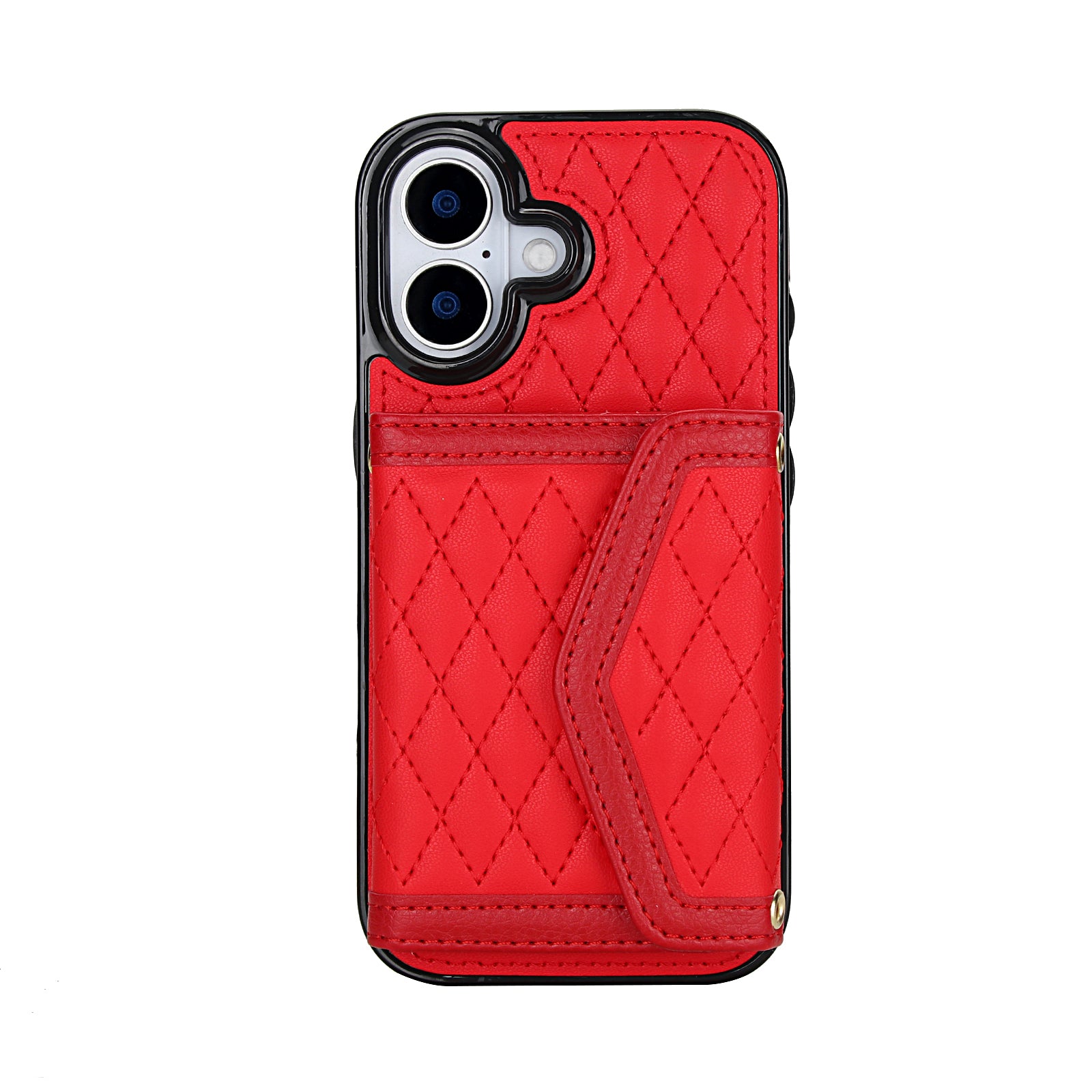 Luxury Quilted Leather Fold Wallet Case for iPhone