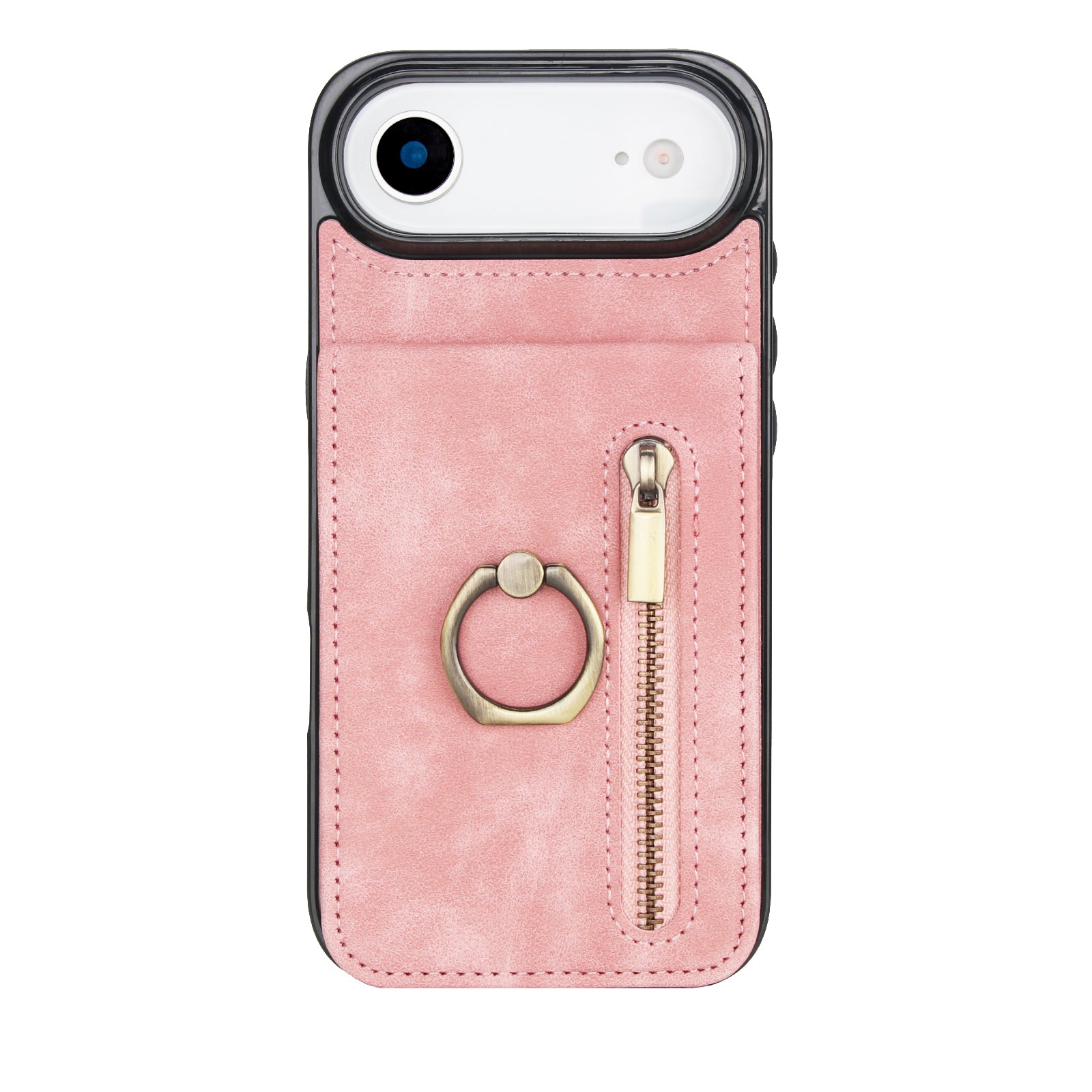 Vintage Suede-Look Flip Wallet Ring Case for iPhone