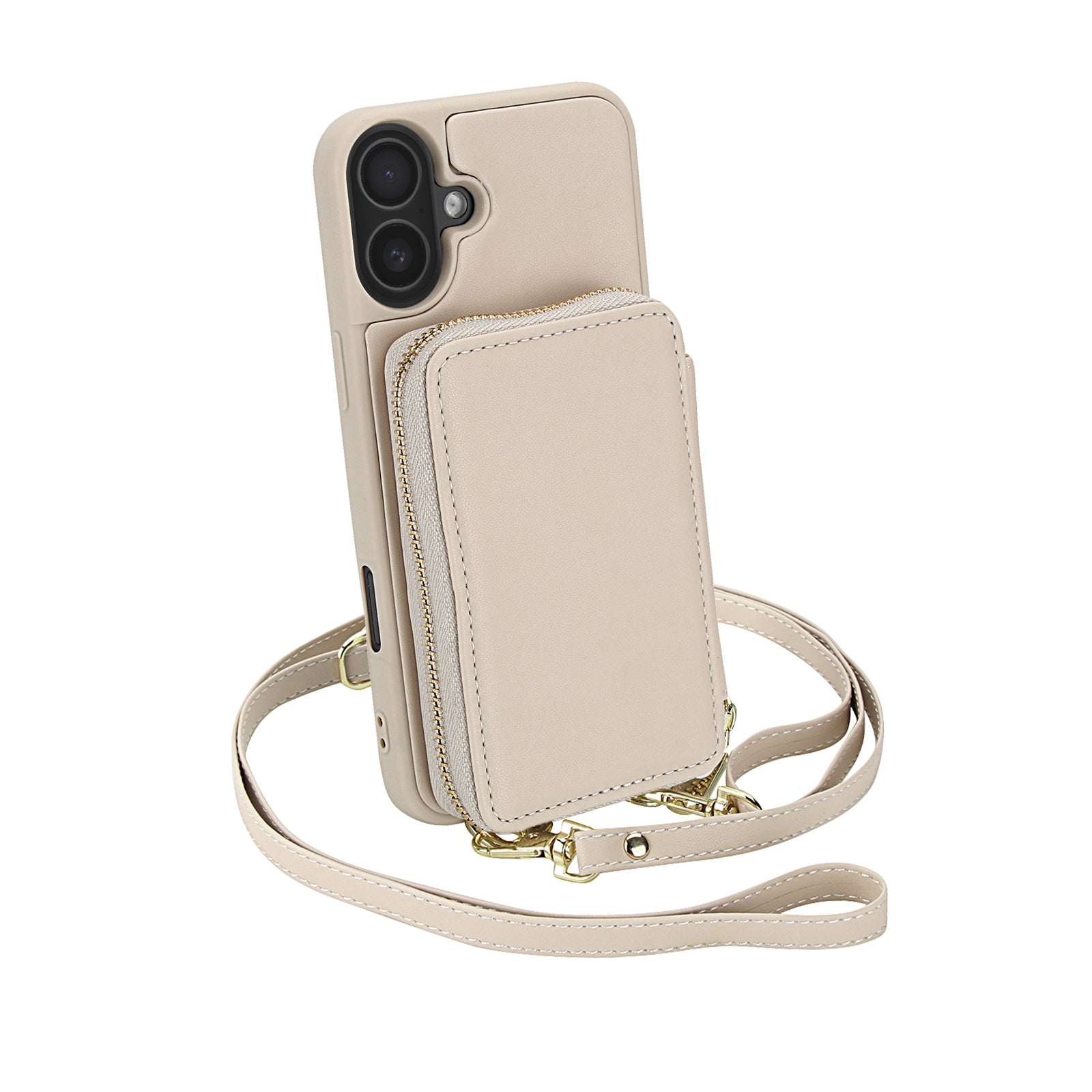 Textured Zip Wallet Crossbody Case for iPhone