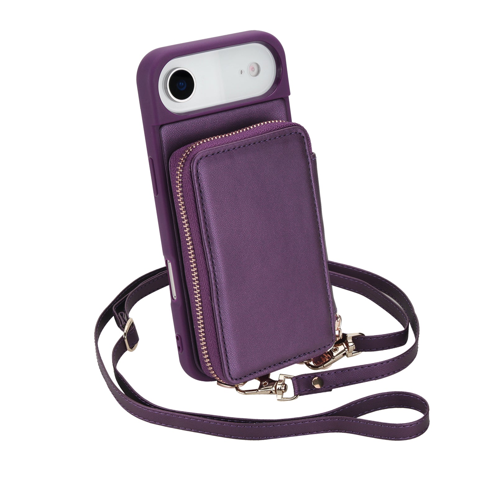 Textured Zip Wallet Crossbody Case for iPhone