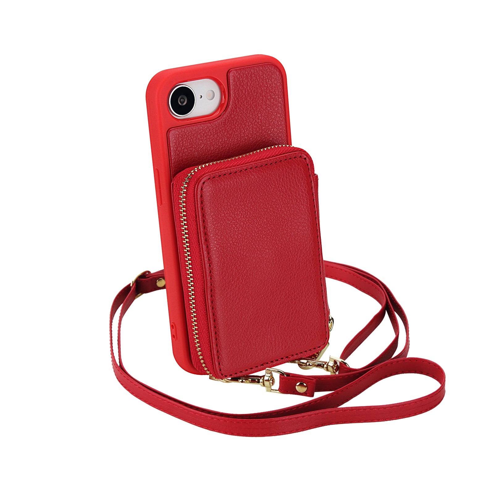 Textured Zip Wallet Crossbody Case for iPhone