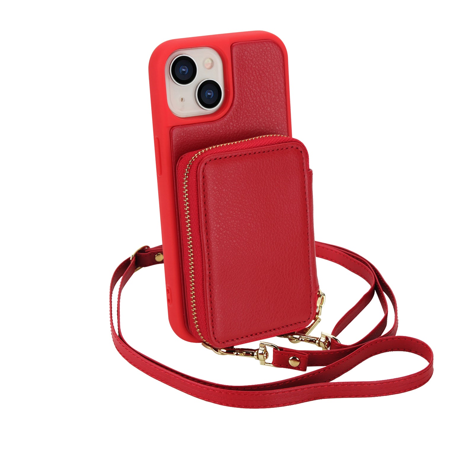 Textured Zip Wallet Crossbody Case for iPhone