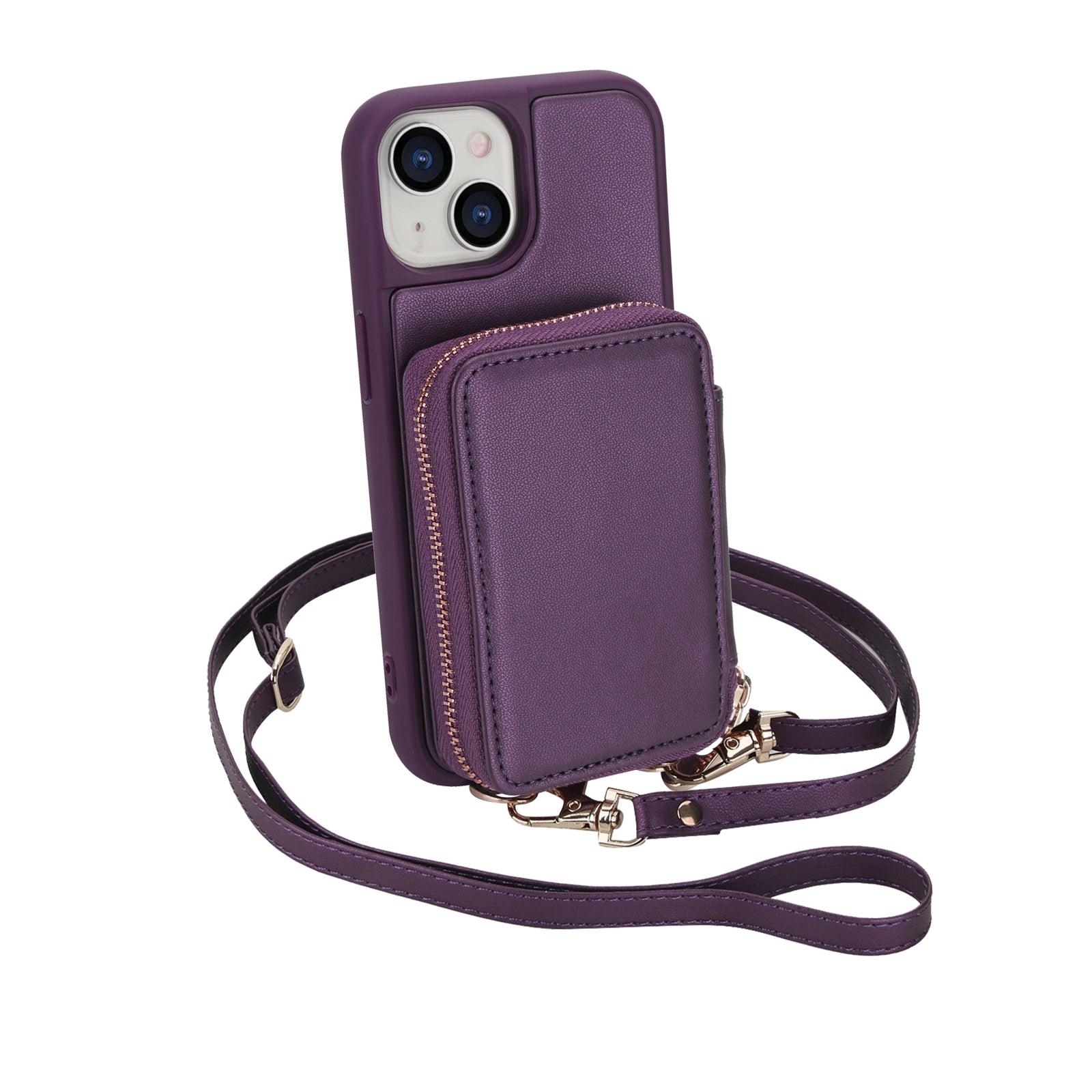 Textured Zip Wallet Crossbody Case for iPhone