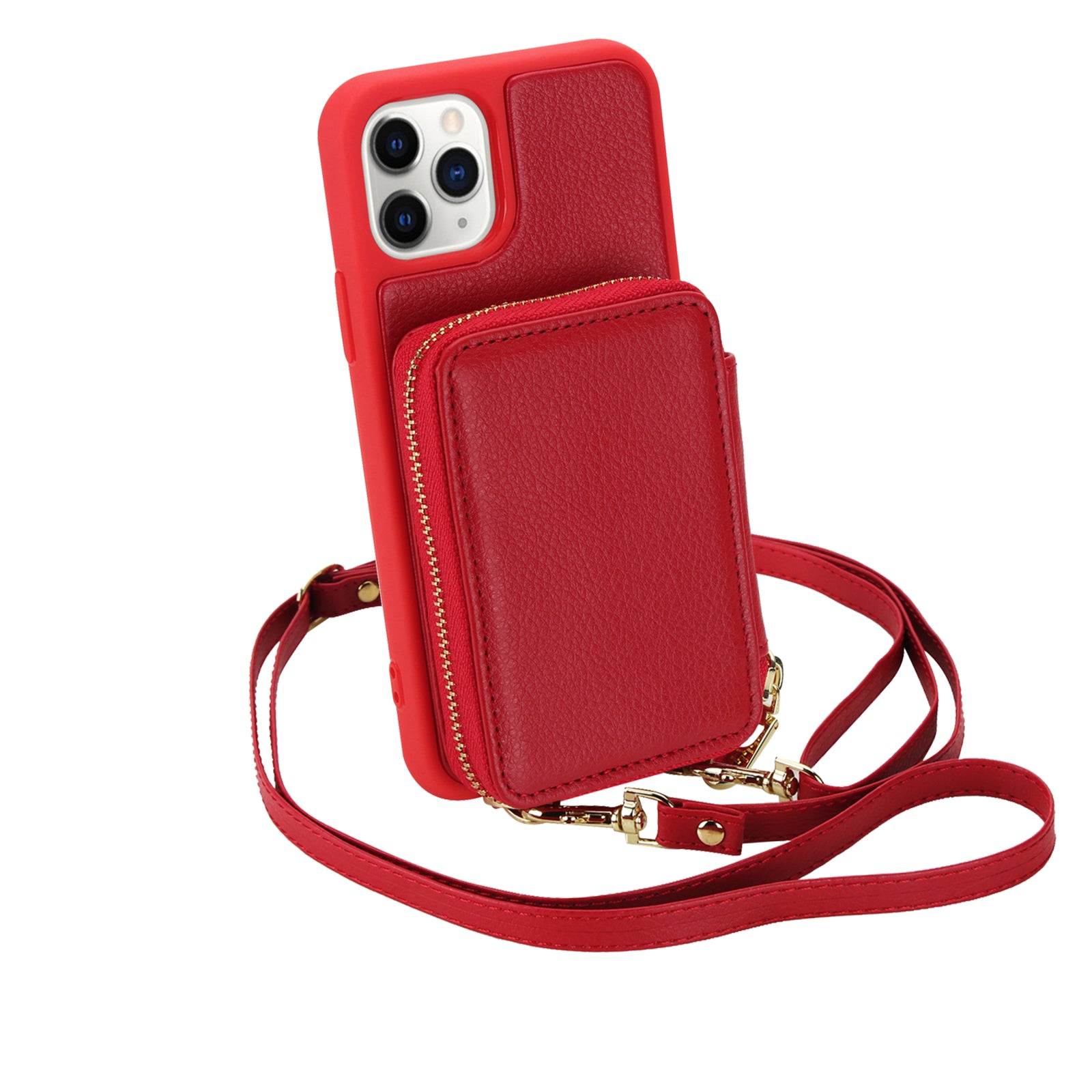 Textured Zip Wallet Crossbody Case for iPhone