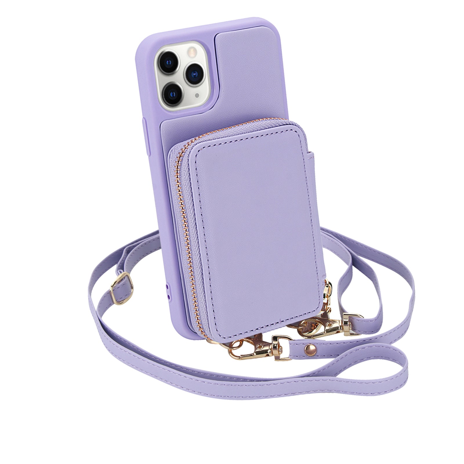 Textured Zip Wallet Crossbody Case for iPhone
