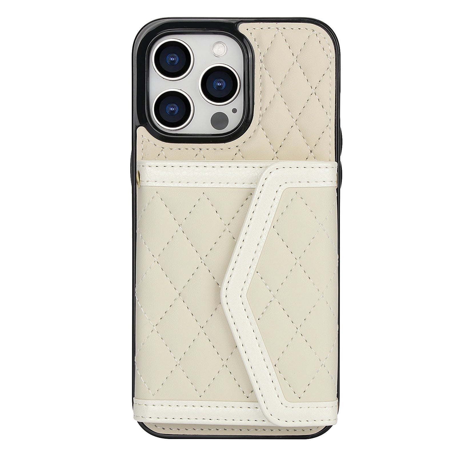 Luxury Quilted Leather Fold Wallet Case for iPhone