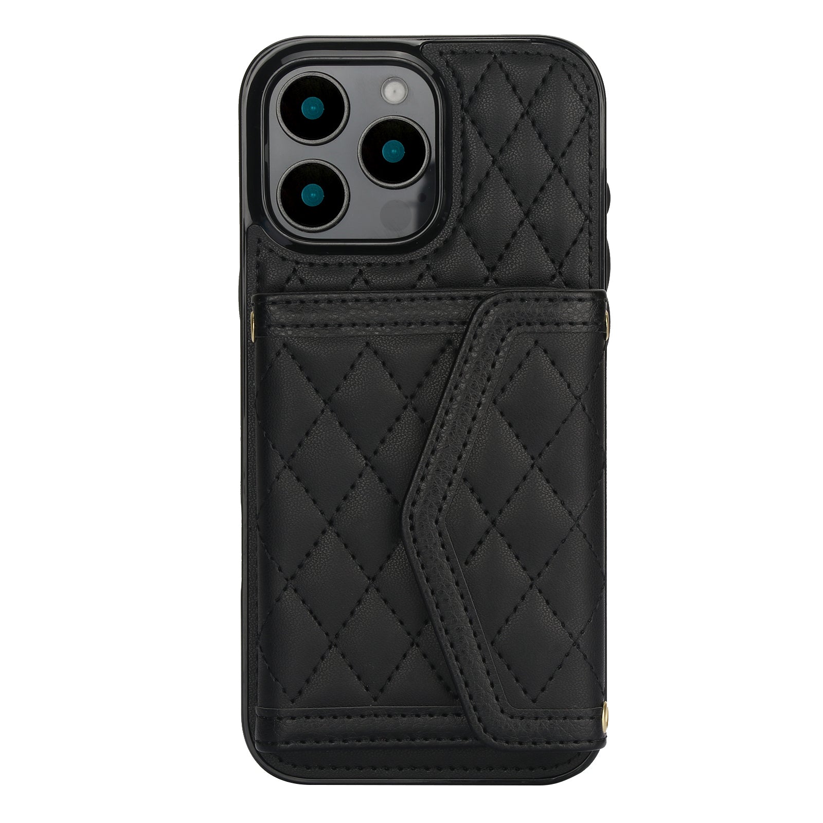 Luxury Quilted Leather Fold Wallet Case for iPhone