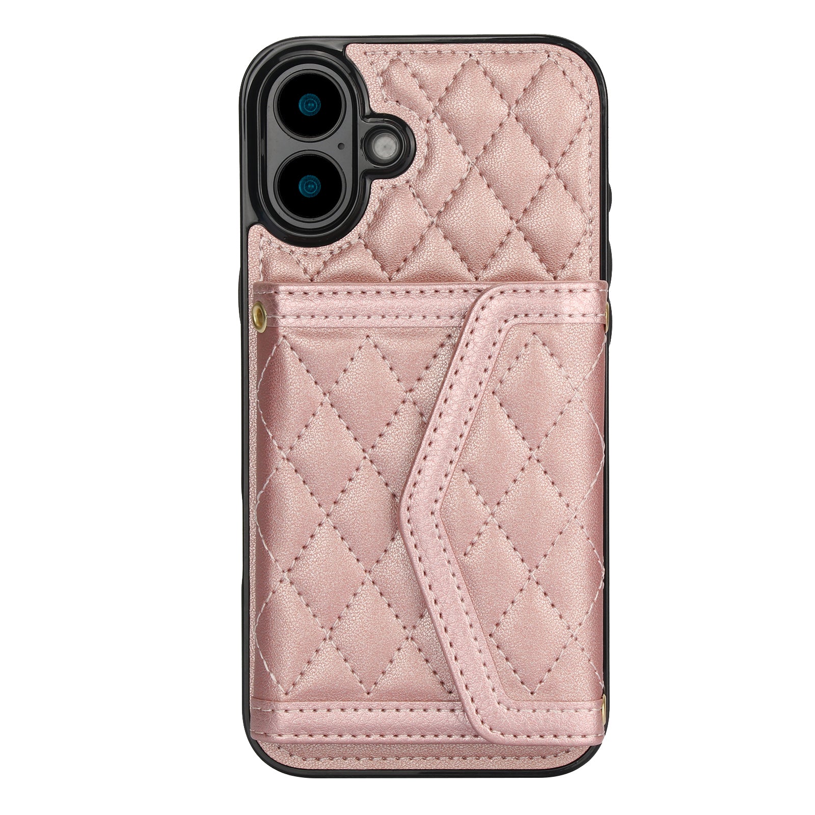 Luxury Quilted Leather Fold Wallet Case for iPhone