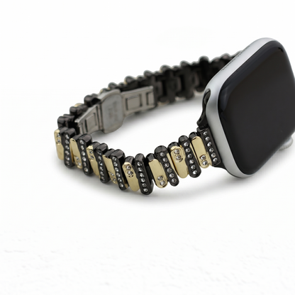Color-Blocked Diamond Apple Watch Band with Butterfly Clasp