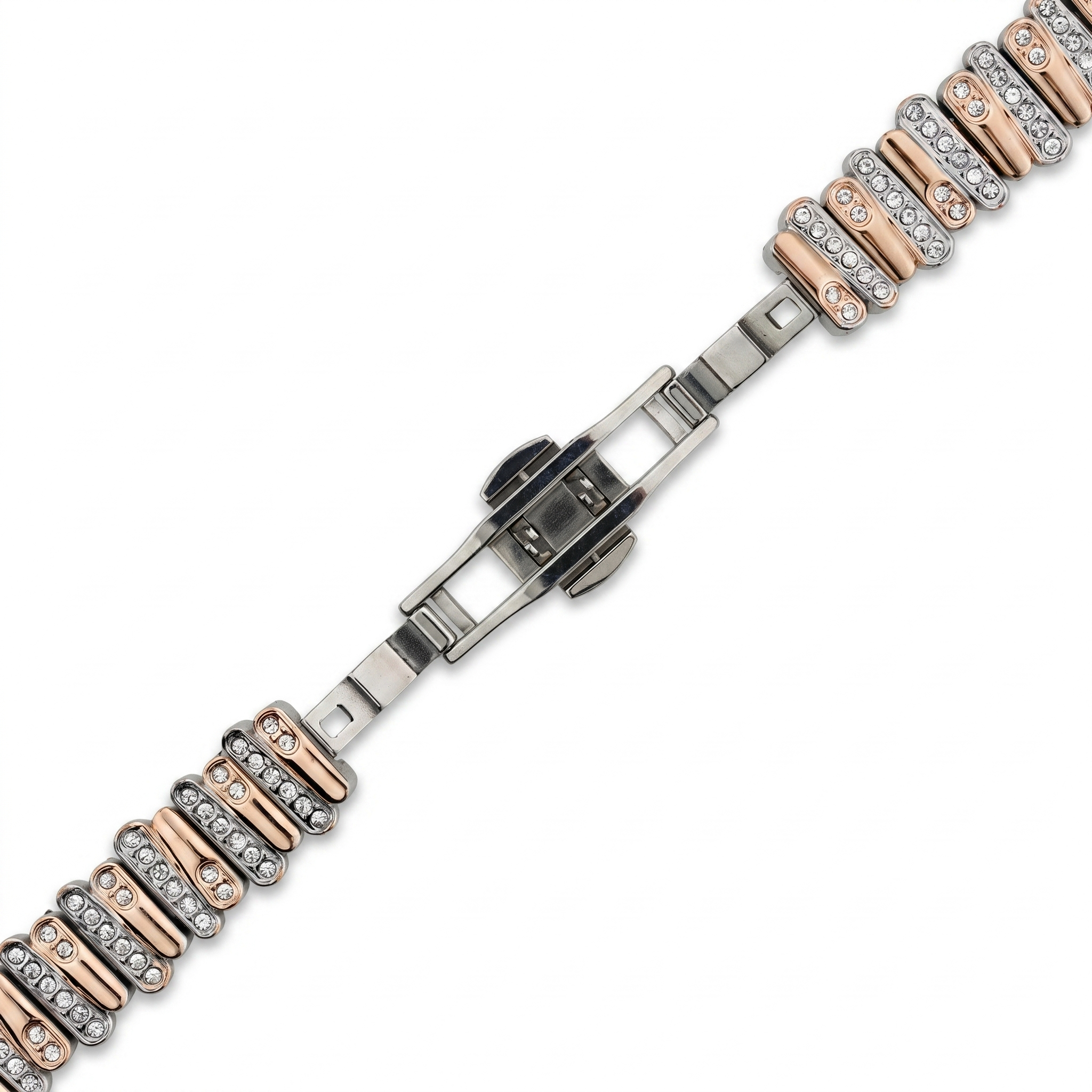 Color-Blocked Diamond Apple Watch Band with Butterfly Clasp