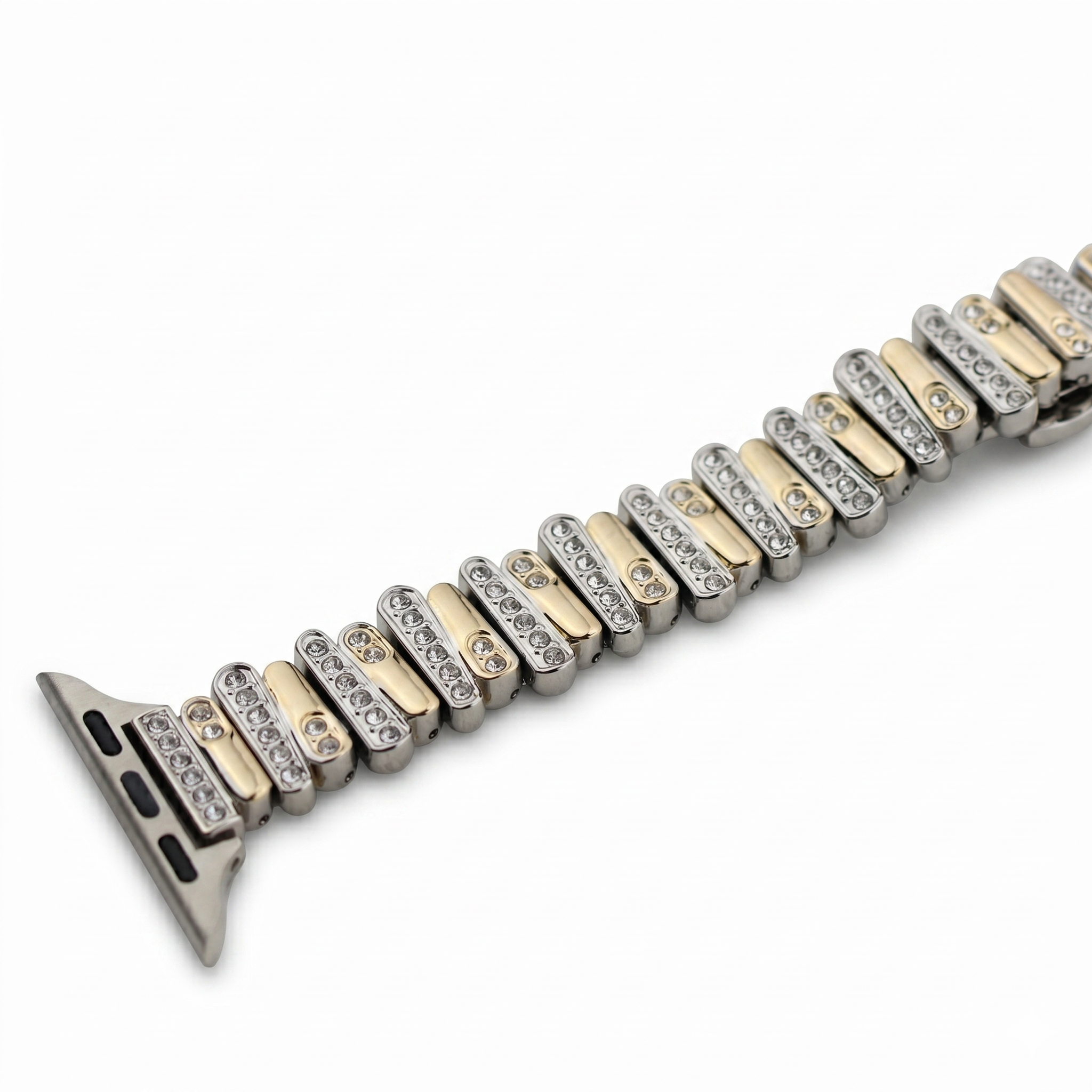 Color-Blocked Diamond Apple Watch Band with Butterfly Clasp