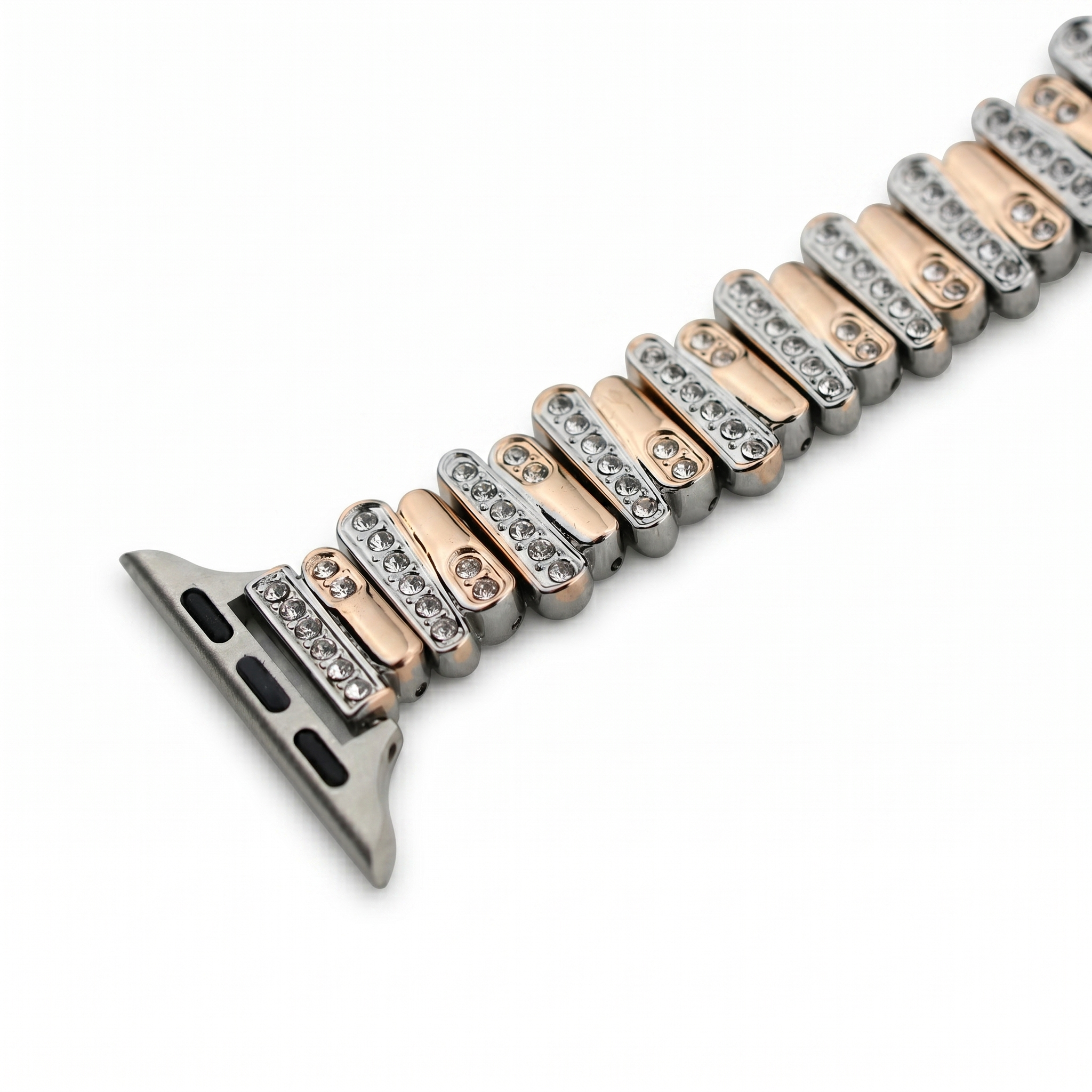 Color-Blocked Diamond Apple Watch Band with Butterfly Clasp