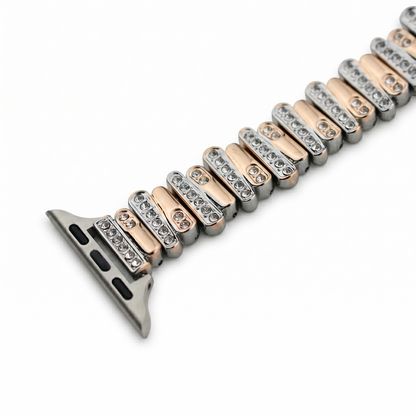Color-Blocked Diamond Apple Watch Band with Butterfly Clasp