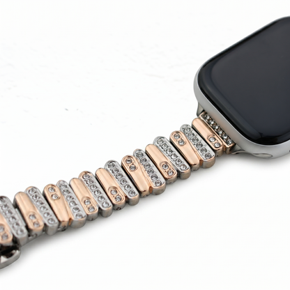 Color-Blocked Diamond Apple Watch Band with Butterfly Clasp