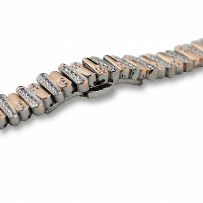 Color-Blocked Diamond Apple Watch Band with Butterfly Clasp