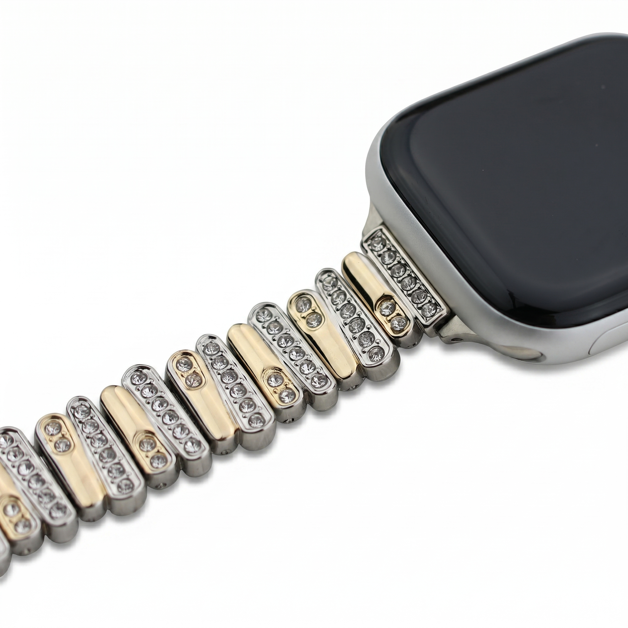 Color-Blocked Diamond Apple Watch Band with Butterfly Clasp