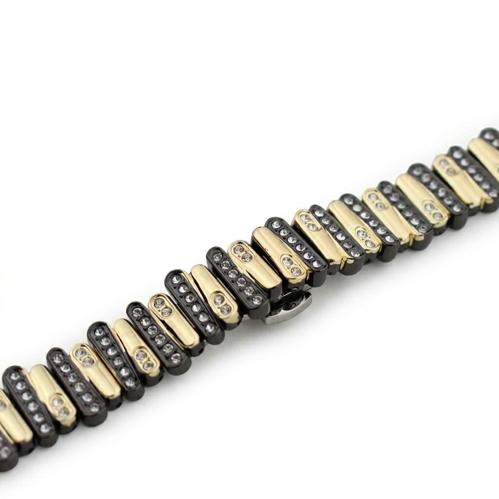 Color-Blocked Diamond Apple Watch Band with Butterfly Clasp