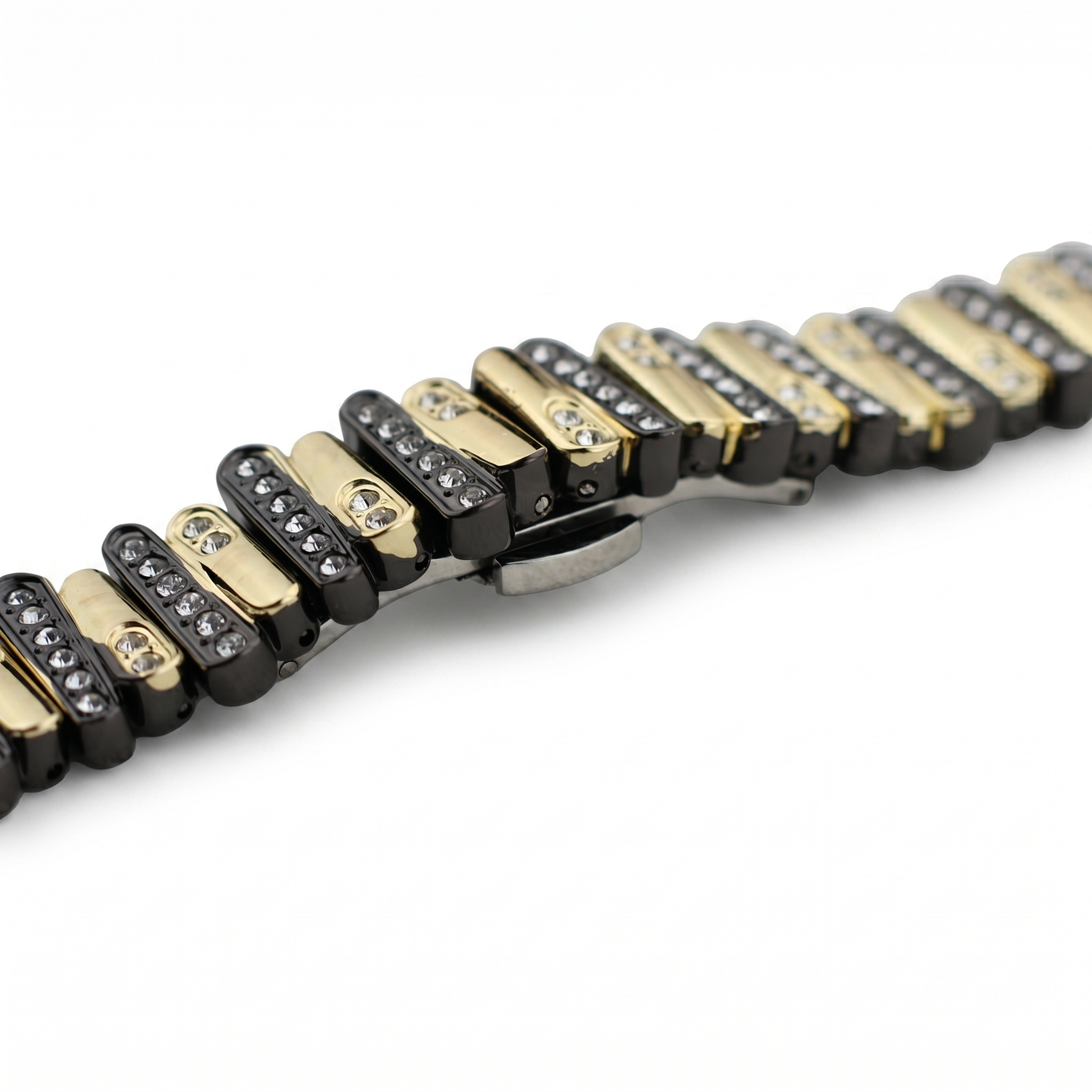 Color-Blocked Diamond Apple Watch Band with Butterfly Clasp