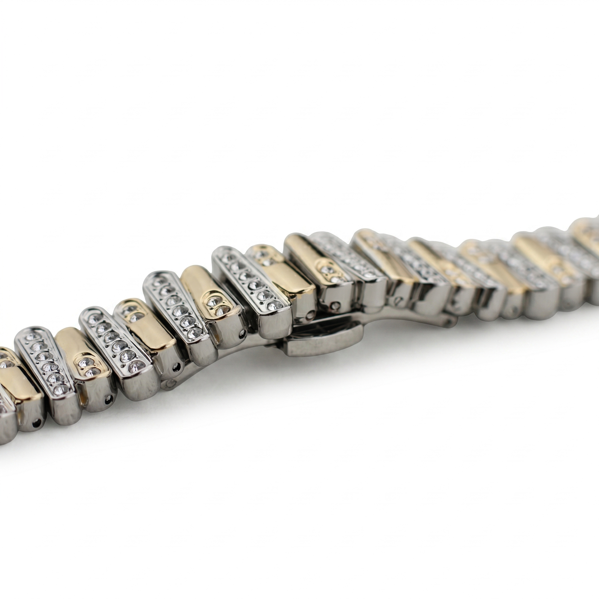 Color-Blocked Diamond Apple Watch Band with Butterfly Clasp