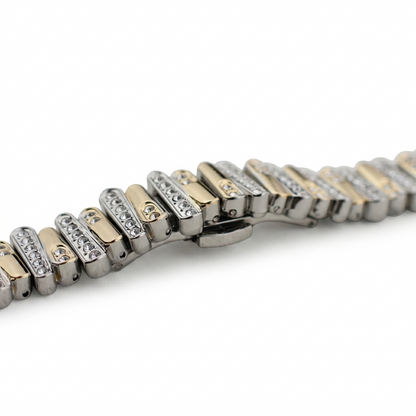 Color-Blocked Diamond Apple Watch Band with Butterfly Clasp