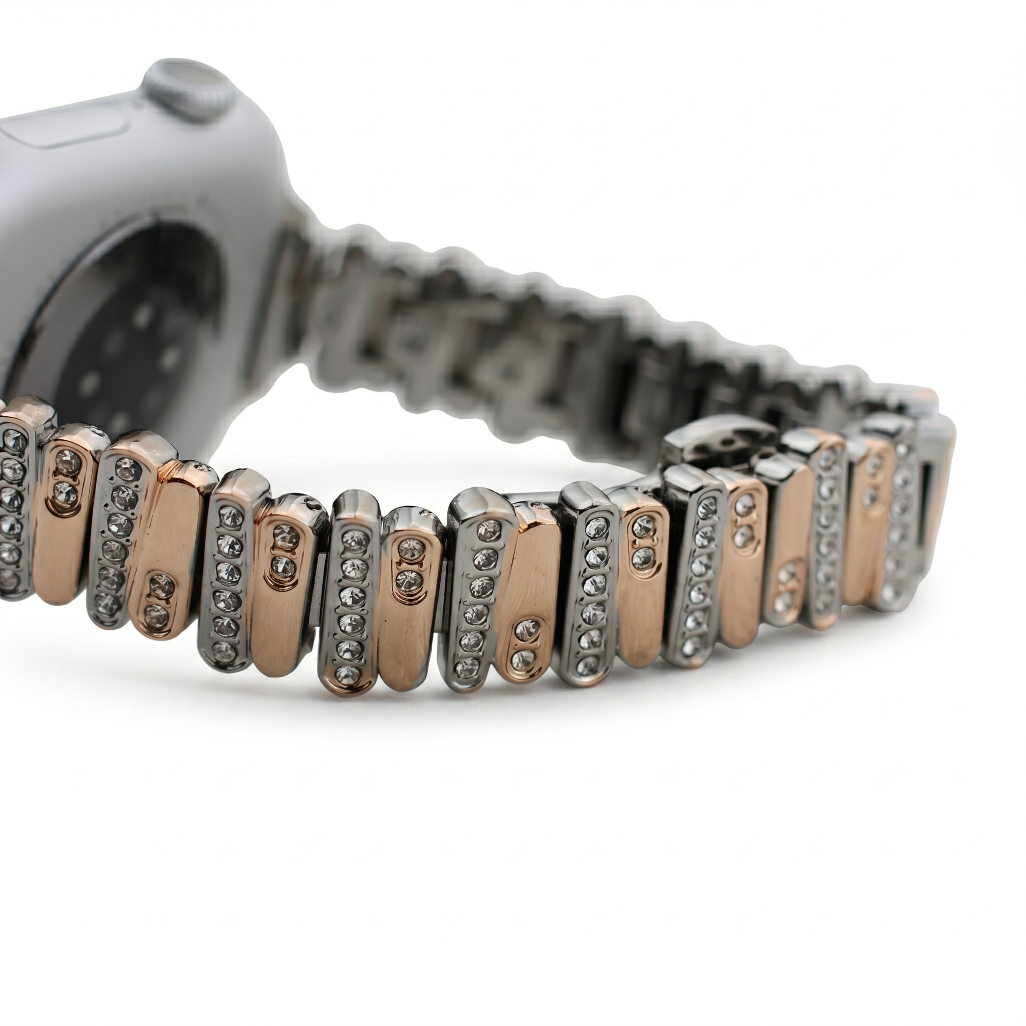 Color-Blocked Diamond Apple Watch Band with Butterfly Clasp