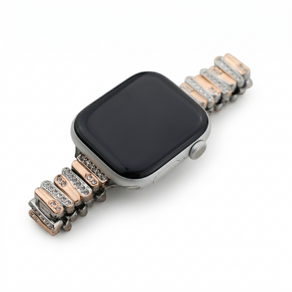 Color-Blocked Diamond Apple Watch Band with Butterfly Clasp