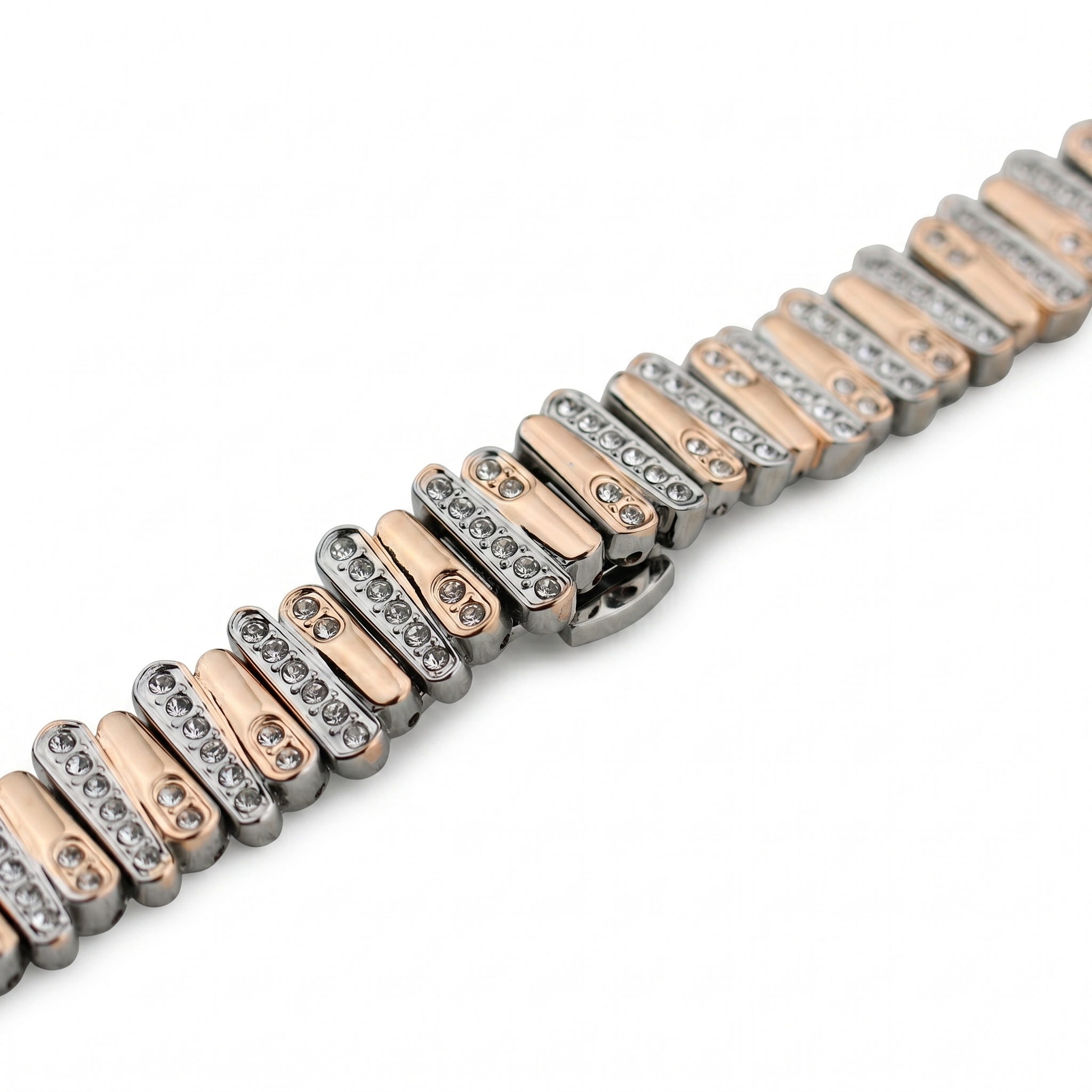 Color-Blocked Diamond Apple Watch Band with Butterfly Clasp