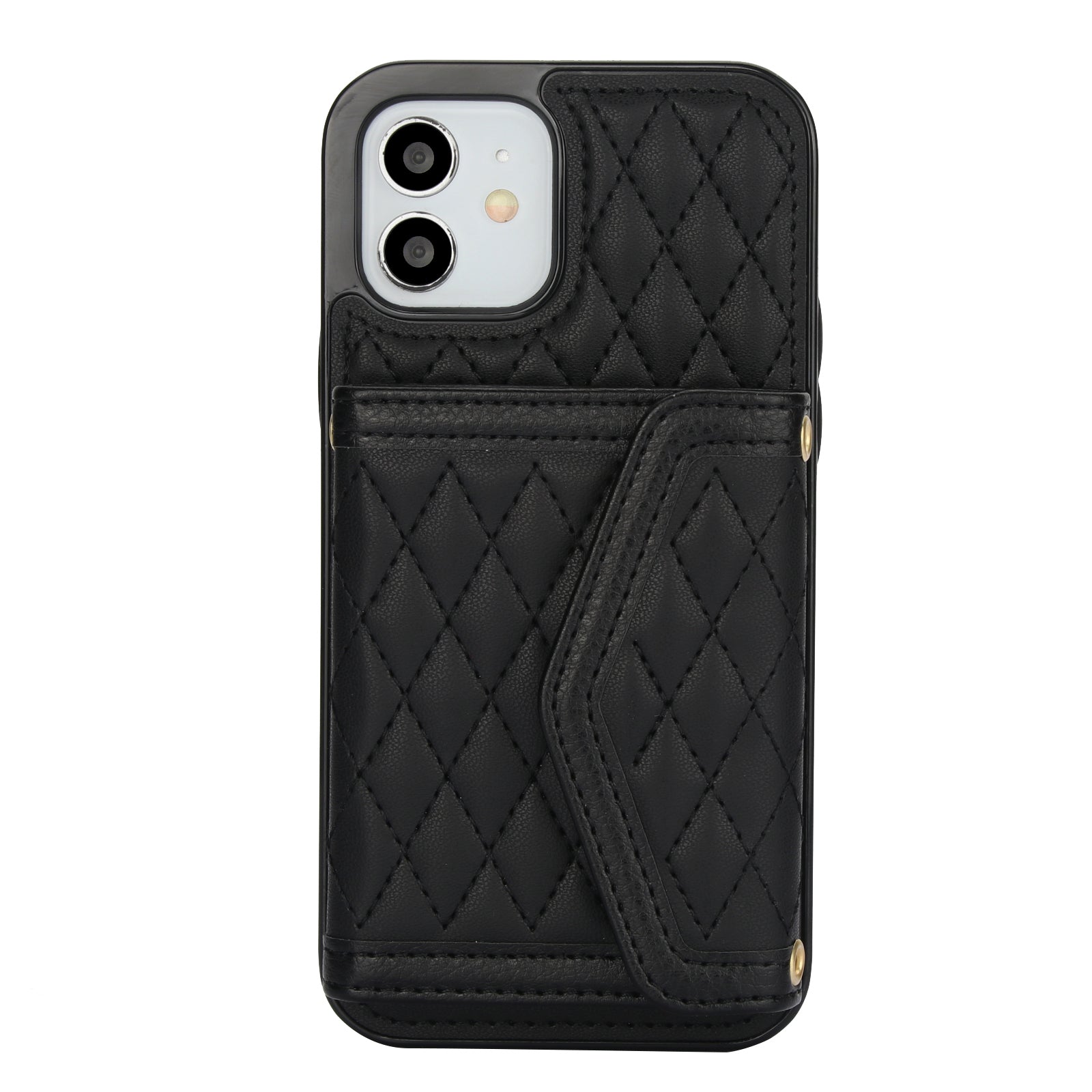 Luxury Quilted Leather Fold Wallet Case for iPhone