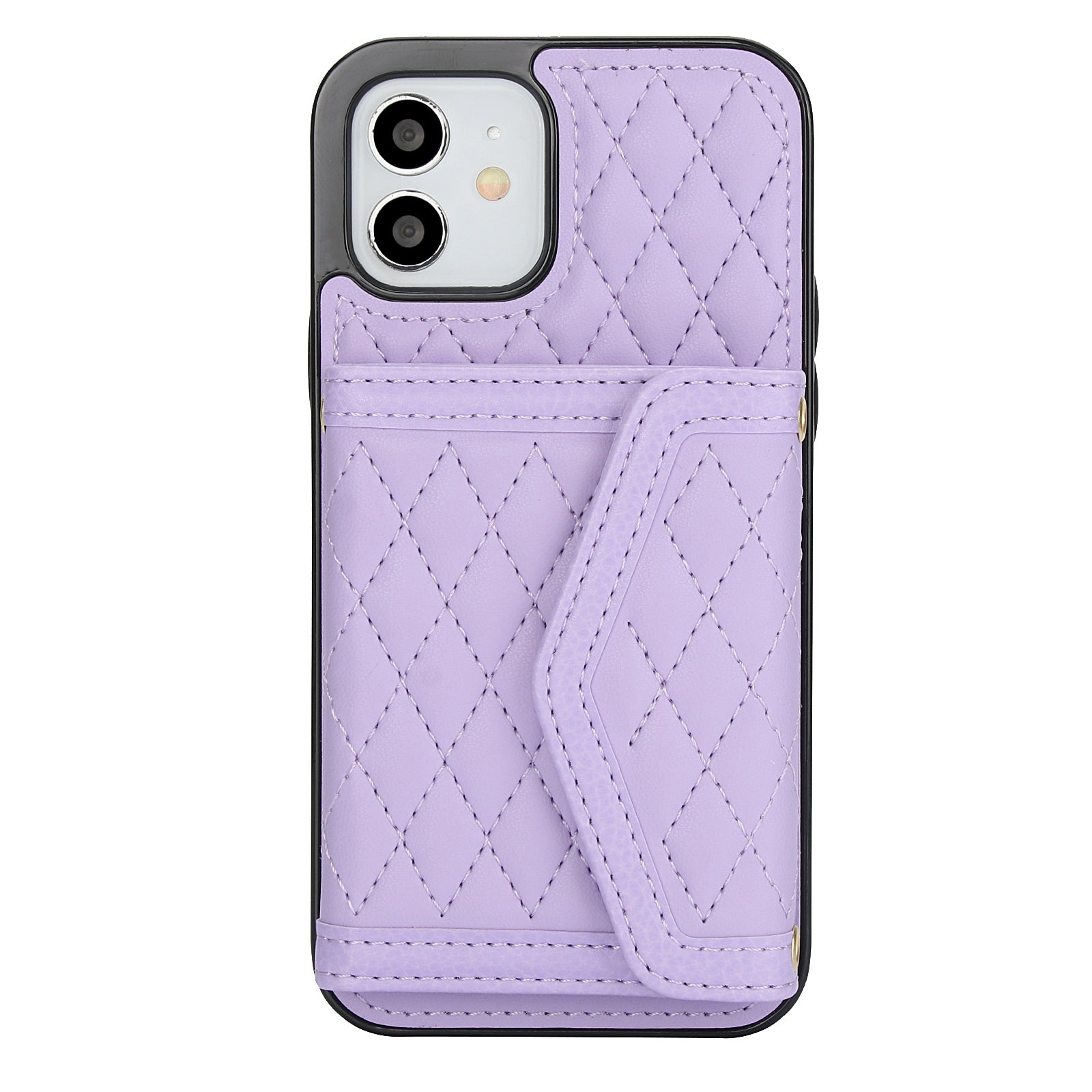 Luxury Quilted Leather Fold Wallet Case for iPhone