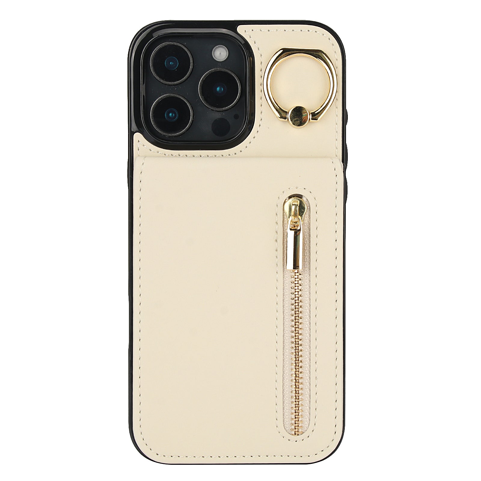 Vintage Suede-Look Flip Wallet Ring Case for iPhone