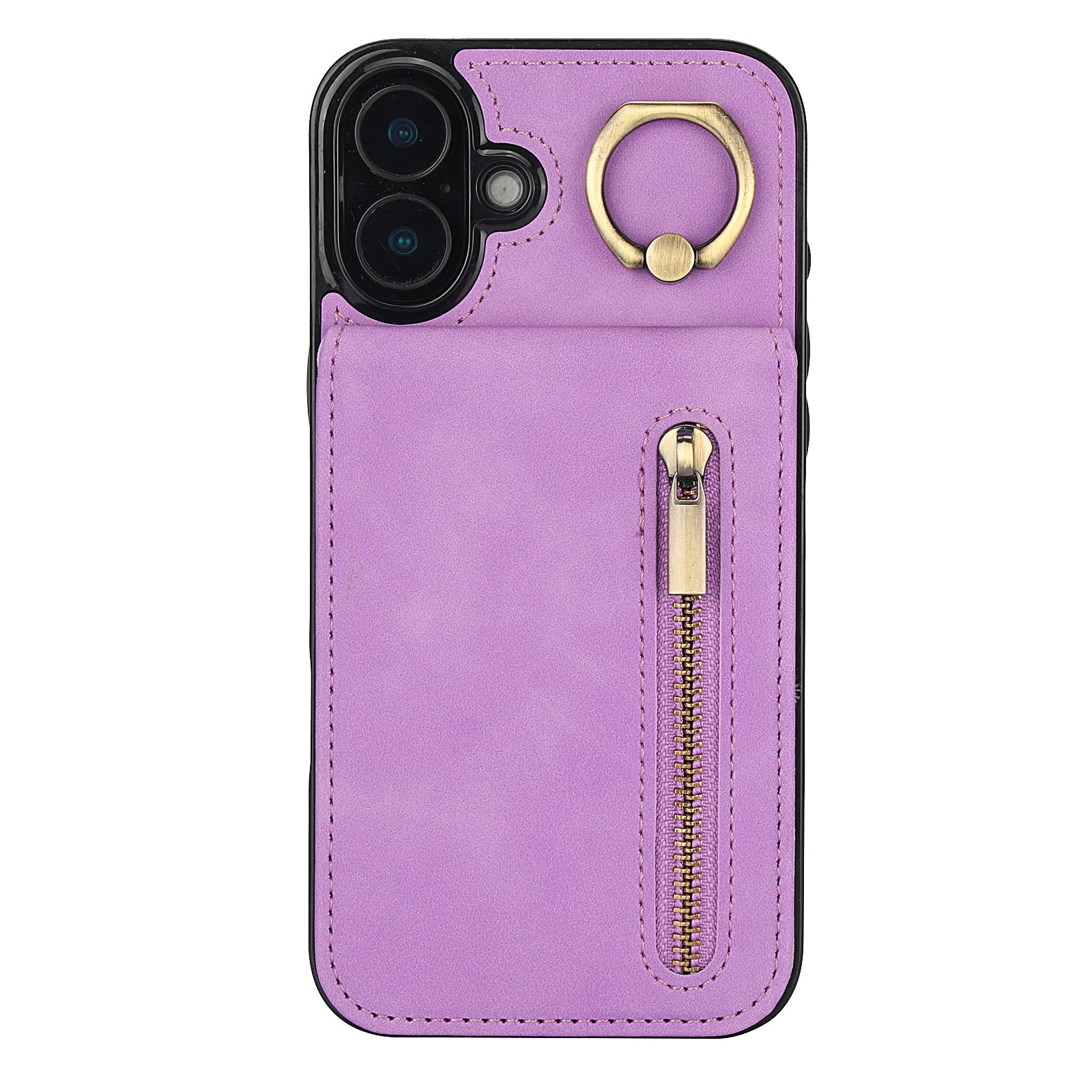Vintage Suede-Look Flip Wallet Ring Case for iPhone