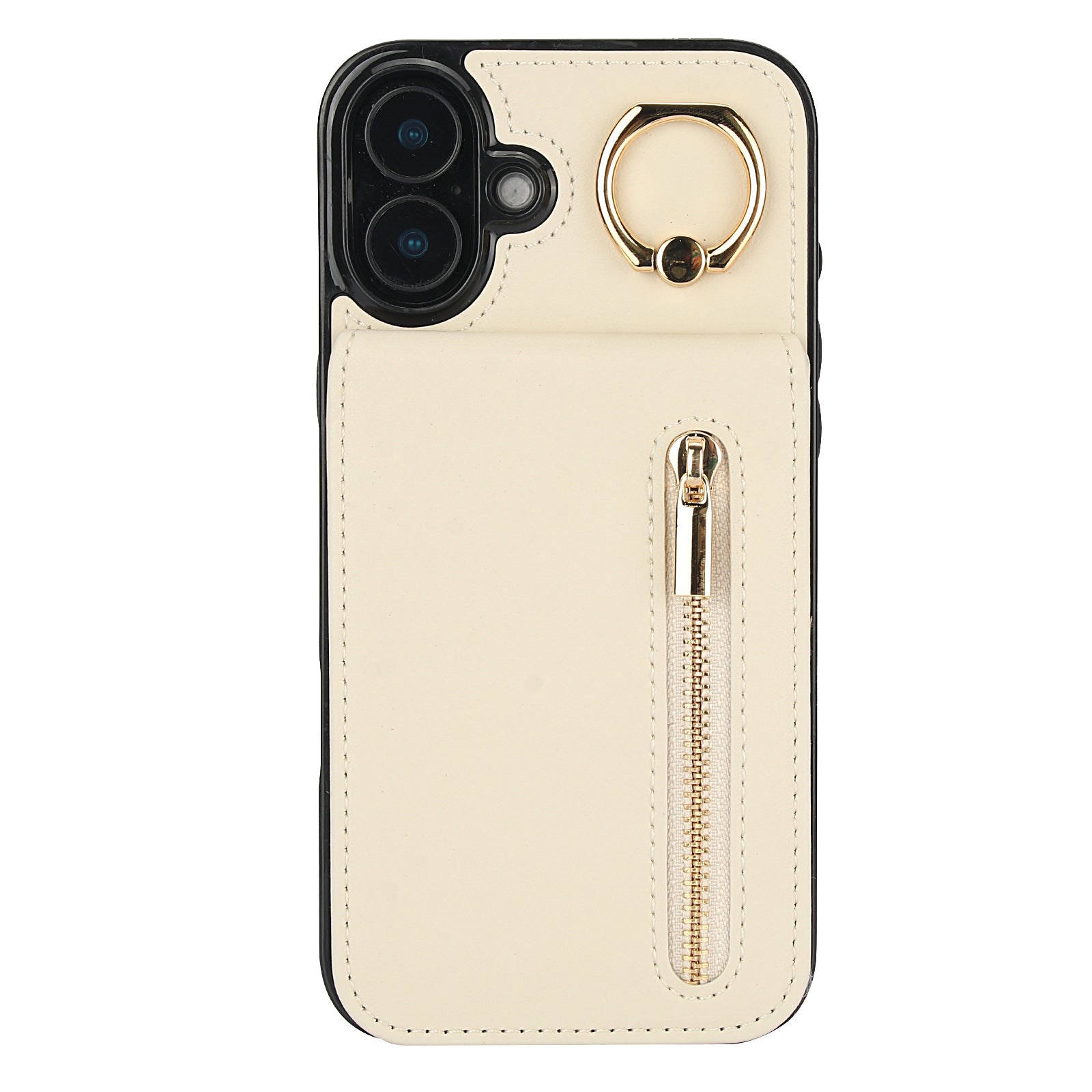 Vintage Suede-Look Flip Wallet Ring Case for iPhone