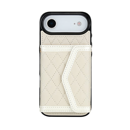 Luxury Quilted Leather Fold Wallet Case for iPhone