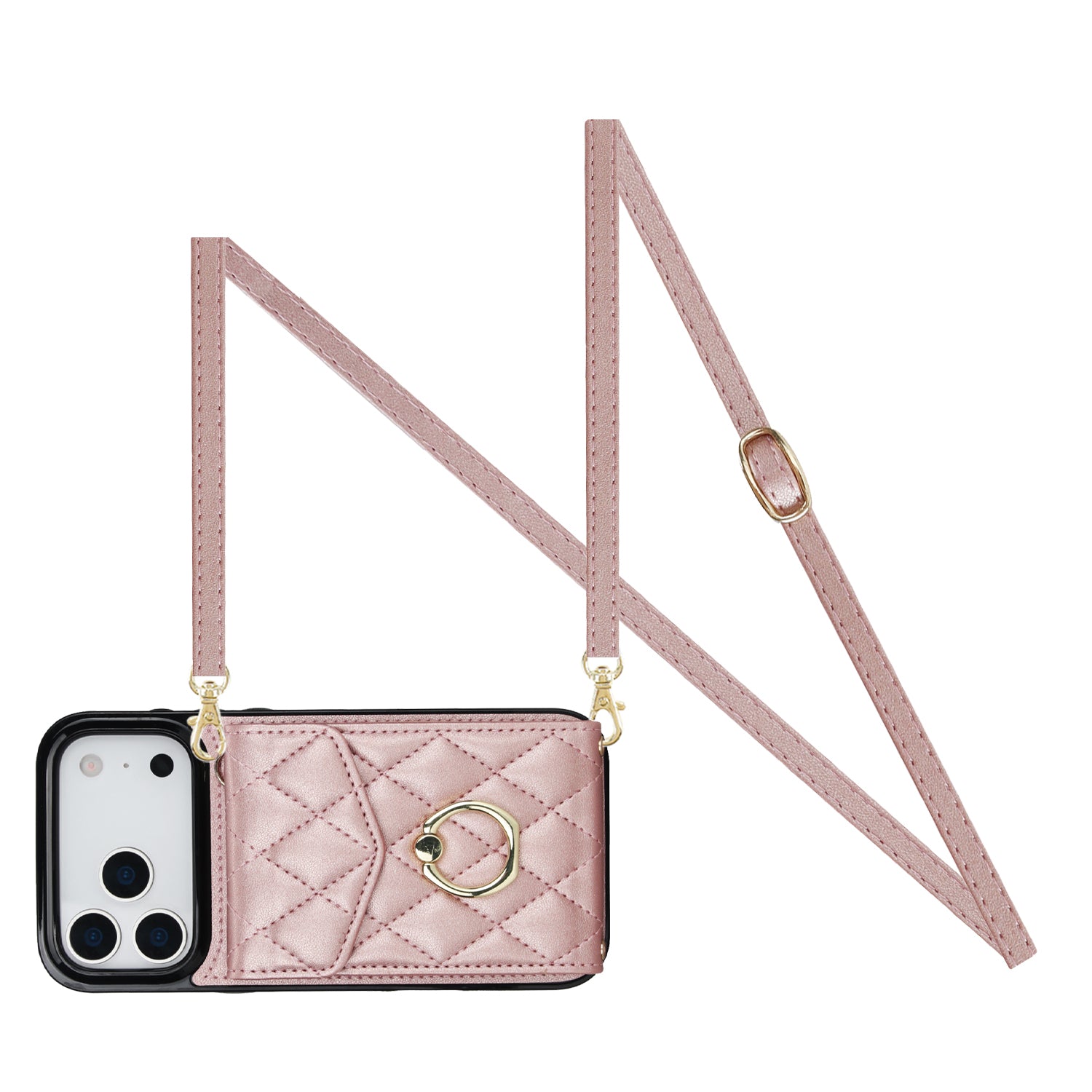 Quilted Leather Crossbody Wallet Case for iPhone