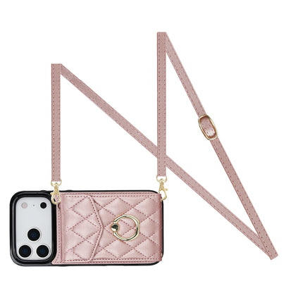 Quilted Leather Crossbody Wallet Case for iPhone