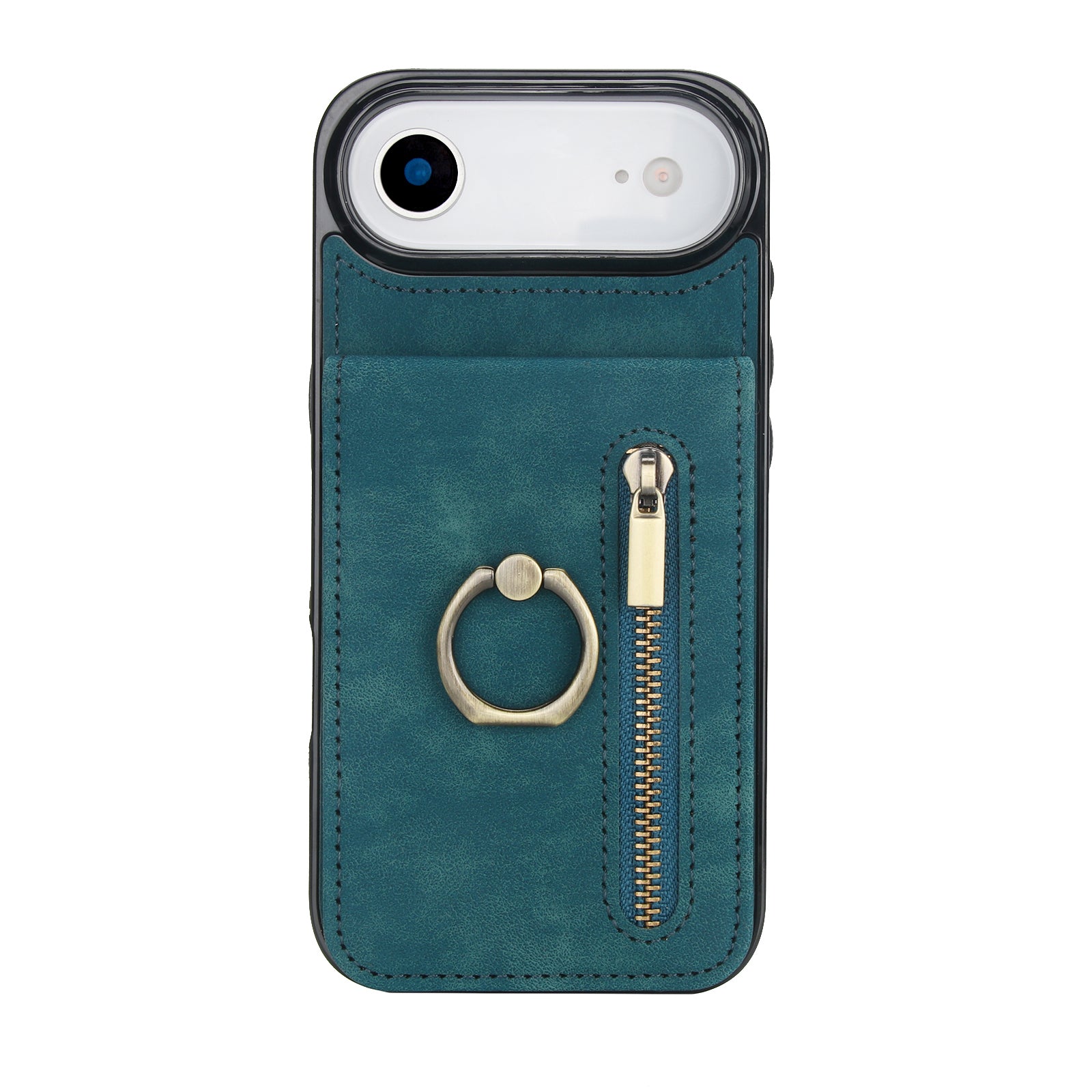 Vintage Suede-Look Flip Wallet Ring Case for iPhone