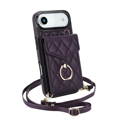 Quilted Leather Crossbody Wallet Case for iPhone