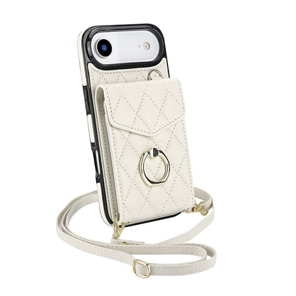 Quilted Leather Crossbody Wallet Case for iPhone