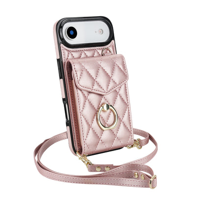 Quilted Leather Crossbody Wallet Case for iPhone
