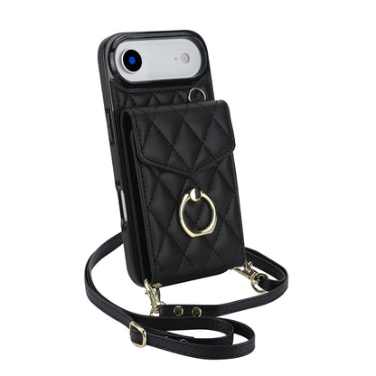 Quilted Leather Crossbody Wallet Case for iPhone